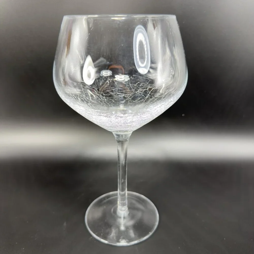 Pier 1 Reflections Balloon Clear Crackled Glass Single Cup Stem Barware Glass
